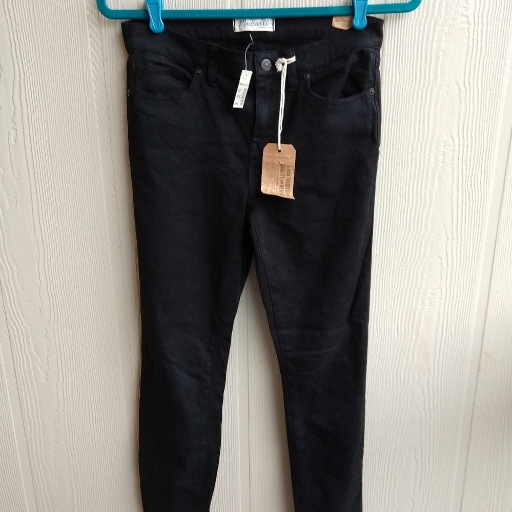 NWT Madewell 27 black high rise sateen skinnies